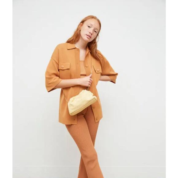 Mansur Gavriel Raffia Chain Mini Cloud Clutch Evening Bag Italy Made Natural - Picture 1 of 8